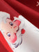 Rot 1950er Santa Claus V-Ausschnitt Gürtel Kleid