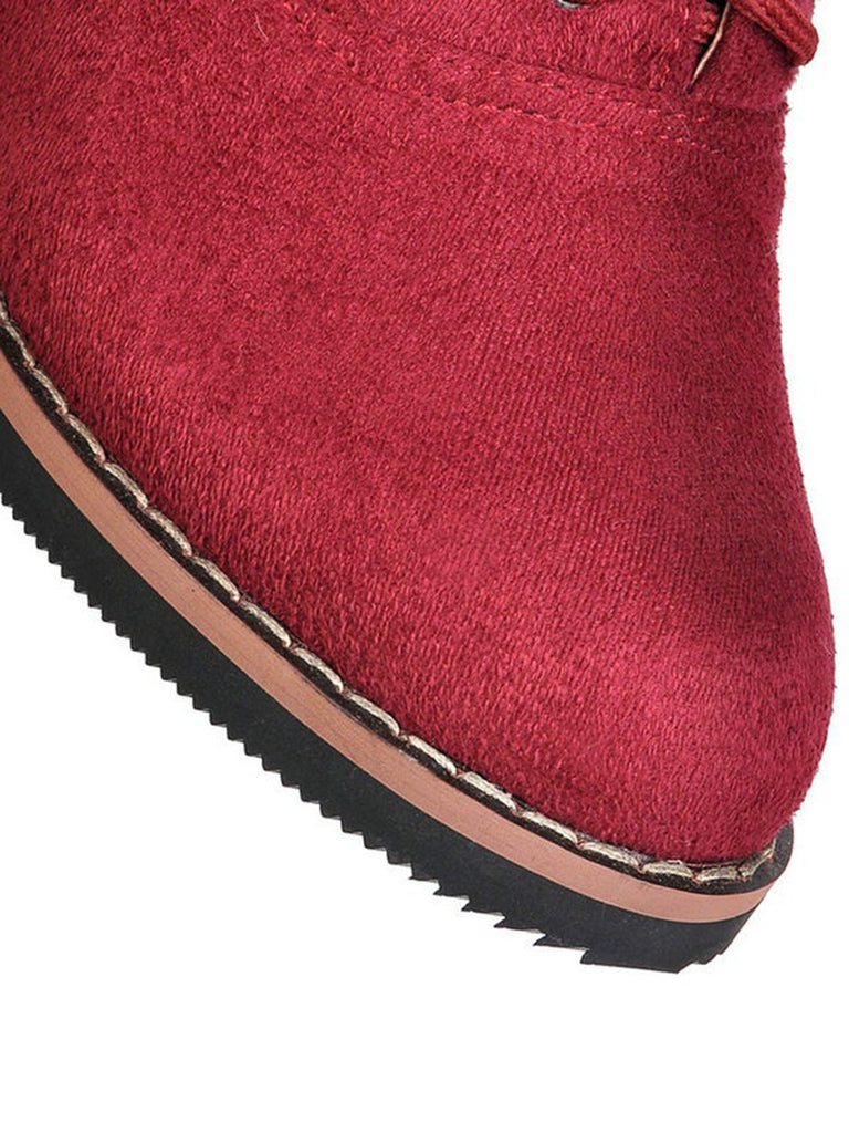 Retro Solide Schnürschuh Dicker Absatz Schuhe