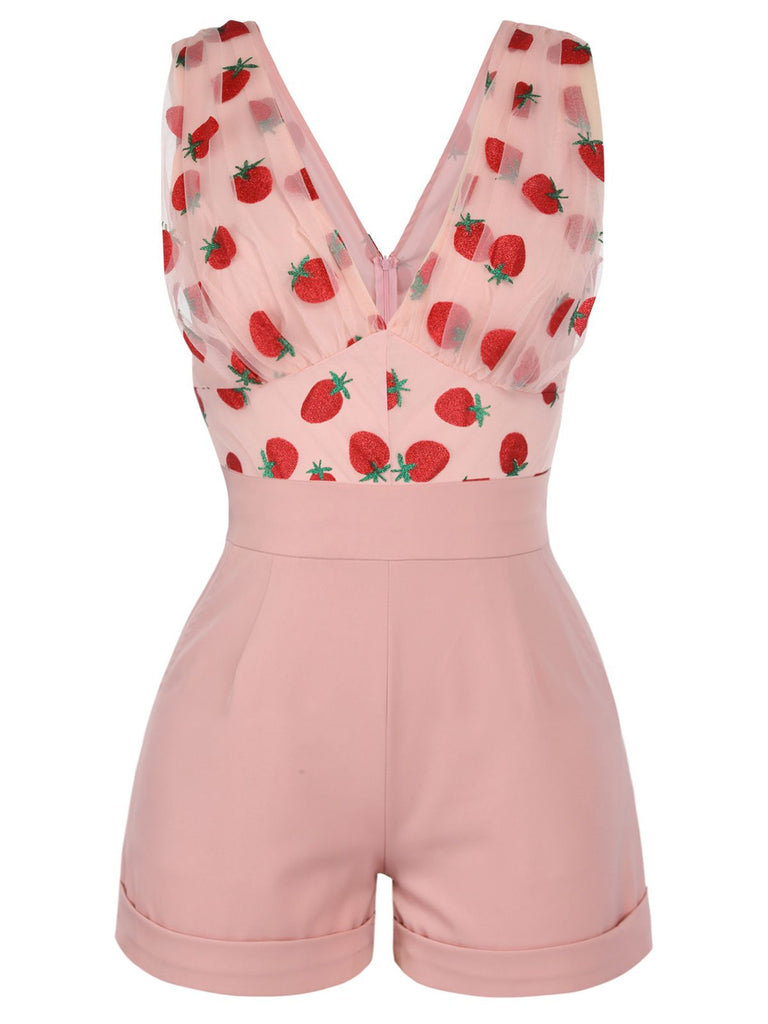 STRAWBERRY PINK PATCHWORK SPITZEN STRAMPLER
