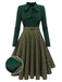 Rot 1950ER DUNKELGRÜNES KARIERTES STRICKKLEID