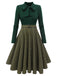 Dunkelgrün 1950ER DUNKELGRÜNES KARIERTES STRICKKLEID