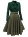 Dunkelgrün 1950ER DUNKELGRÜNES KARIERTES STRICKKLEID