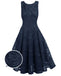 Blau 1950ER SPITZE BLUMEN SWING KLEID