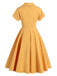 GELB 1950ER KURZARM V-AUSSCHNITT SWING KLEID