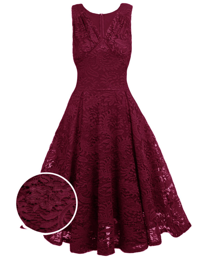 Blau 1950ER SPITZE BLUMEN SWING KLEID