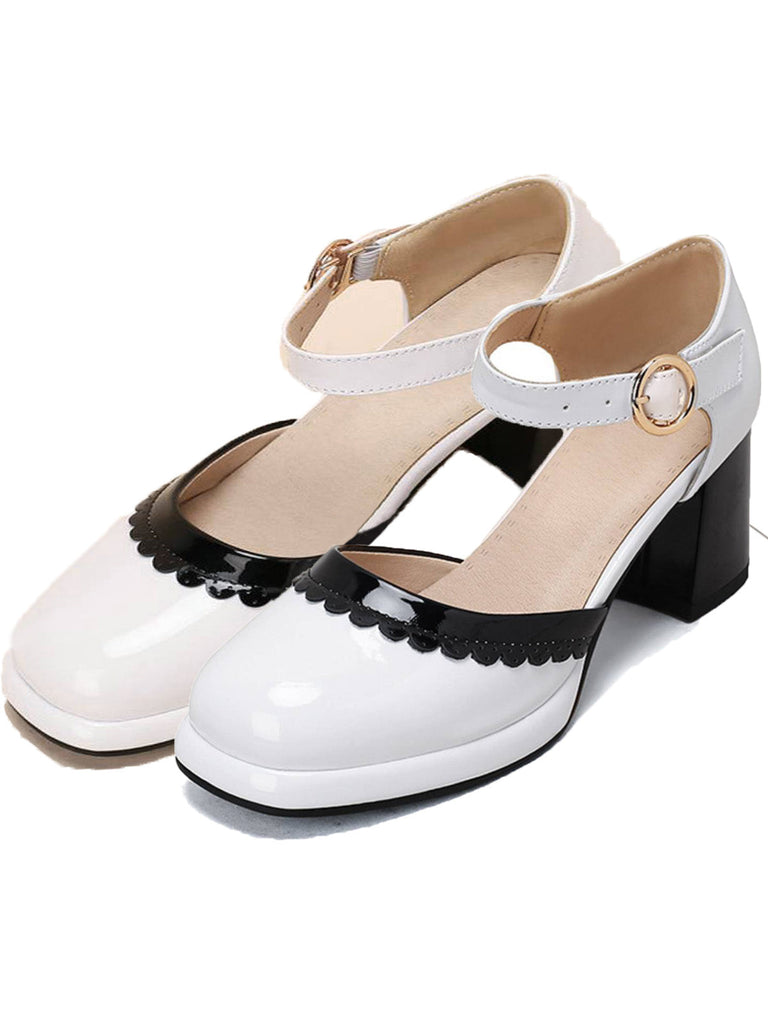 Weiß RETRO KNÖCHELRIEMEN HIGH HEELS SCHUHE