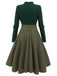 Dunkelgrün 1950ER DUNKELGRÜNES KARIERTES STRICKKLEID