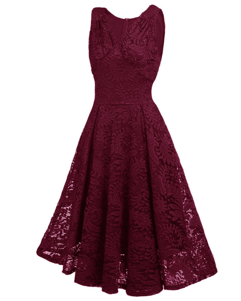 Blau 1950ER SPITZE BLUMEN SWING KLEID