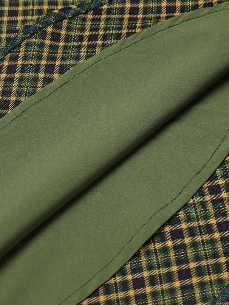 Dunkelgrün 1950ER DUNKELGRÜNES KARIERTES STRICKKLEID