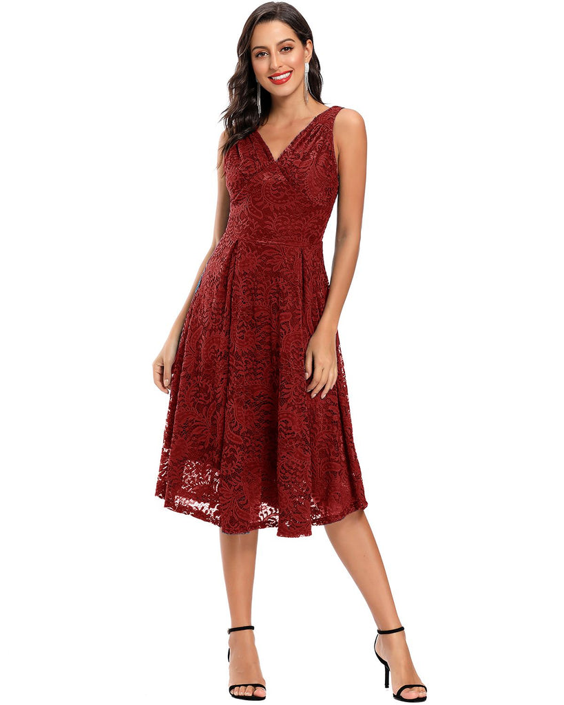 Blau 1950ER SPITZE BLUMEN SWING KLEID
