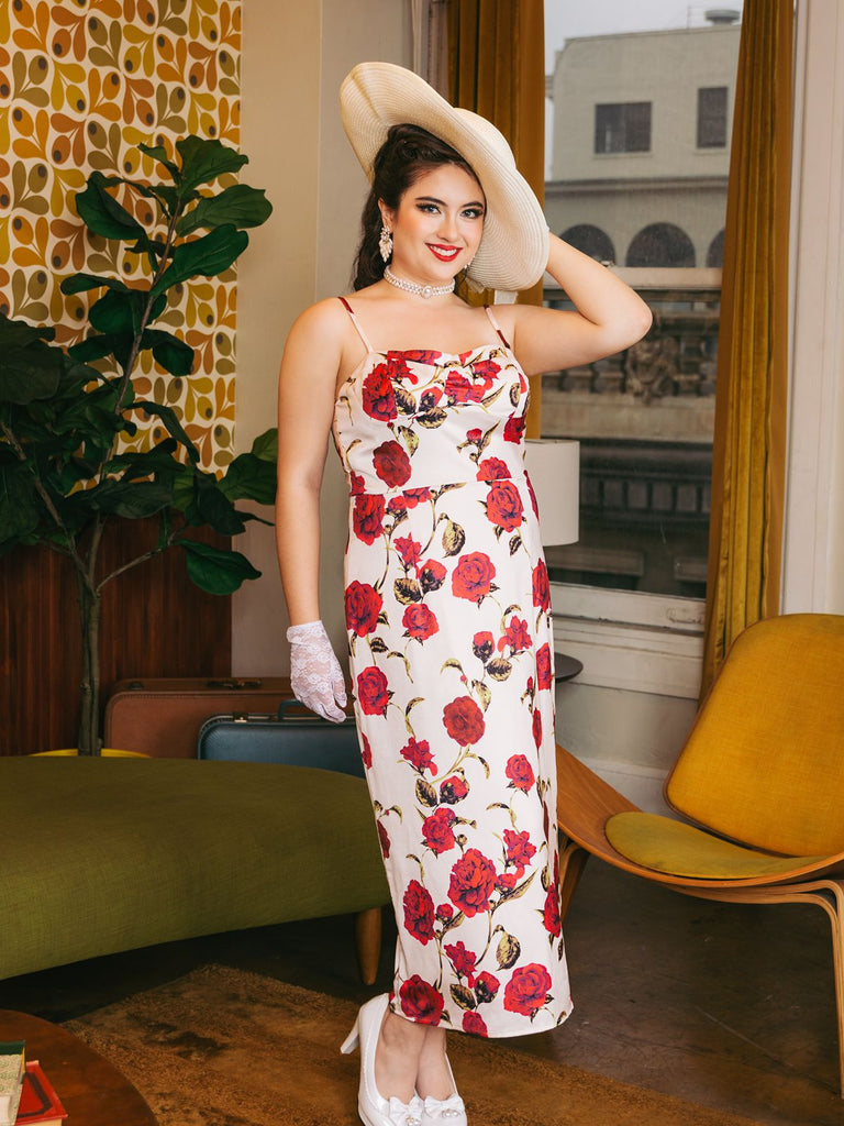 1960ER ROSA HOSENTRÄGER BLEISTIFTKLEID