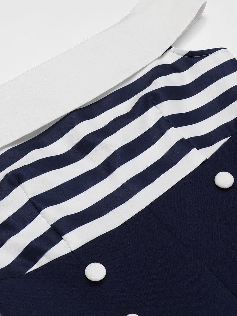 MARINEBLAUER GESTREIFTER STRAMPLER MIT PATCHWORK