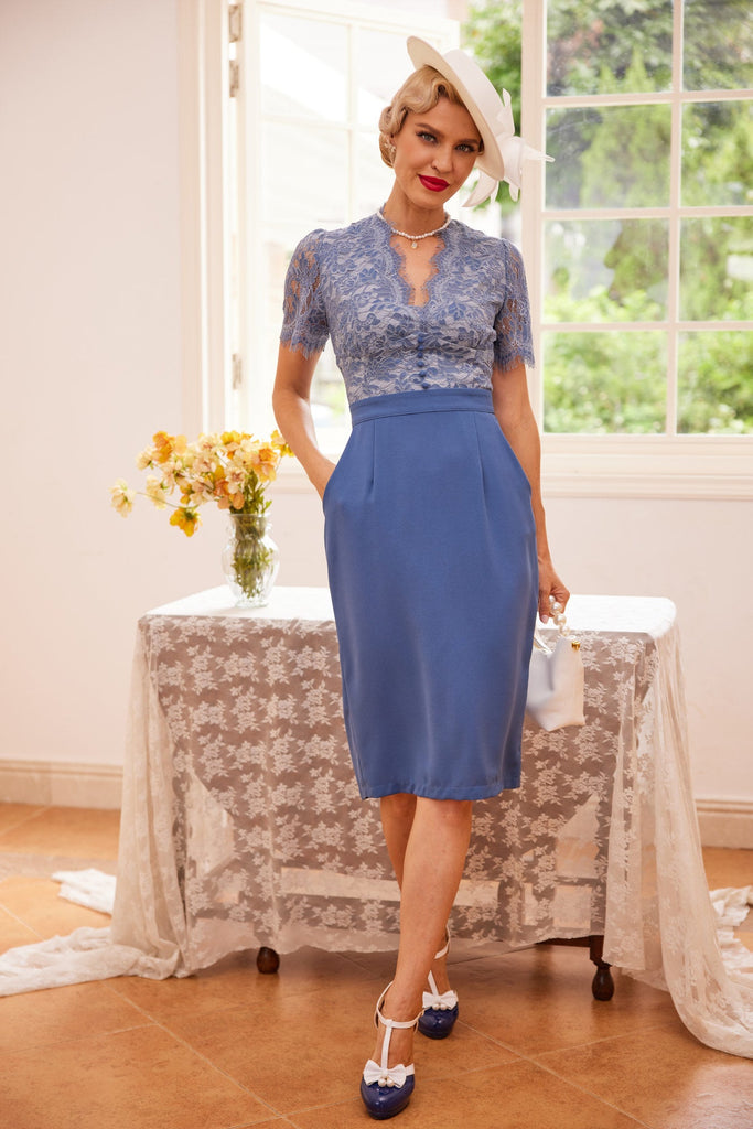 1960ER ROSA SPITZE PATCHWORK ETUIKLEID