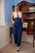 JUMPSUIT MIT NECKHOLDER BLAU UND WEIß