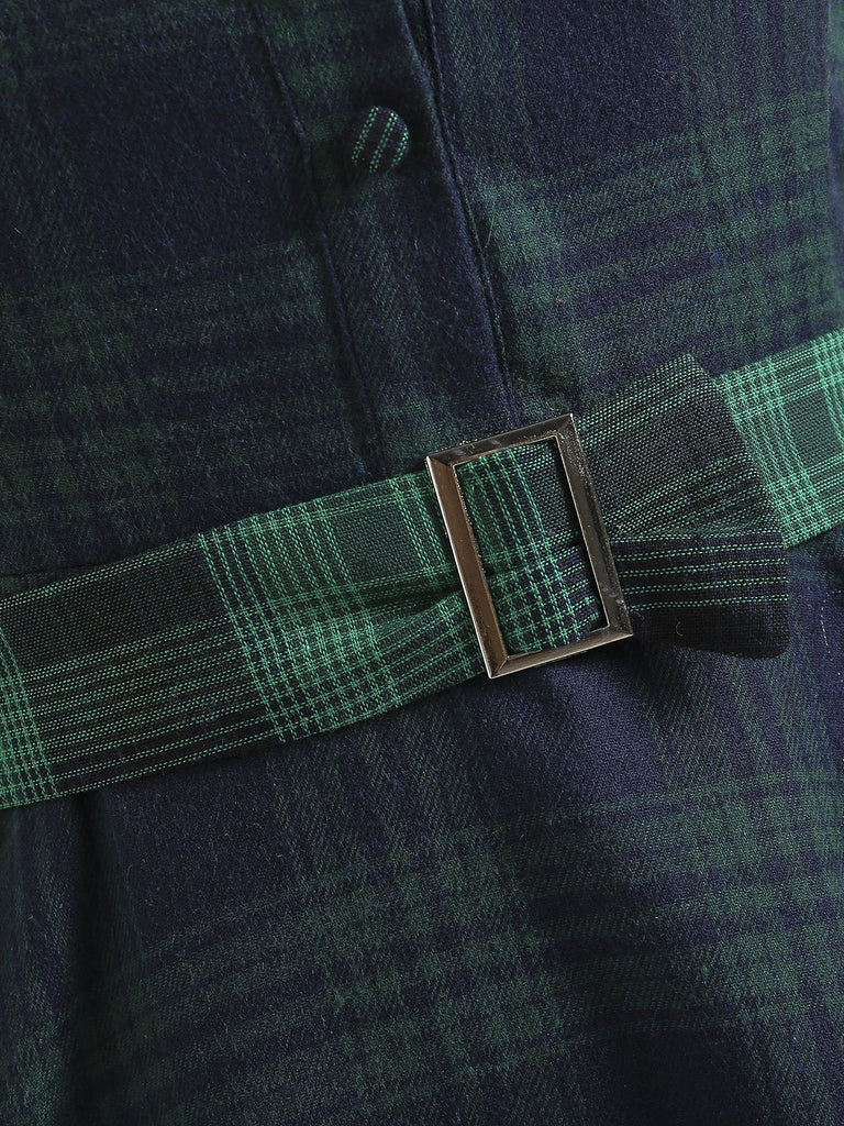 GRÜN 1950ER PLAID KURAZARM SWING KLEID