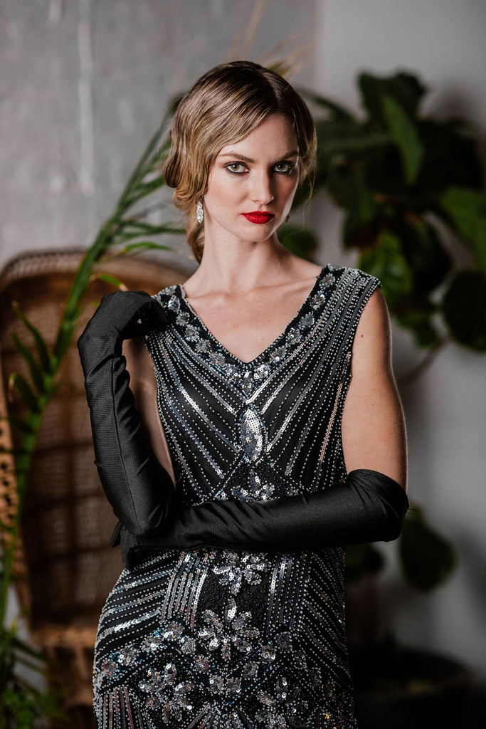 1920ER PAILLETTEN FRANSEN KLEID