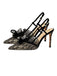 Grau SLINGBACK-SCHUHE MIT HOHEM ABSATZ UND BLUMENSTICKEREI