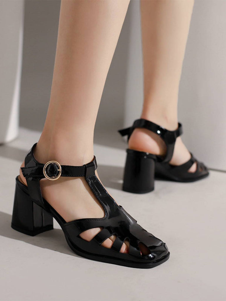 RETRO CUTOUT SANDALEN HIGH HEEL SCHUHE