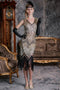 CHAMPAGNER 1920ER PERLEN FRANSE FLAPPER KLEID