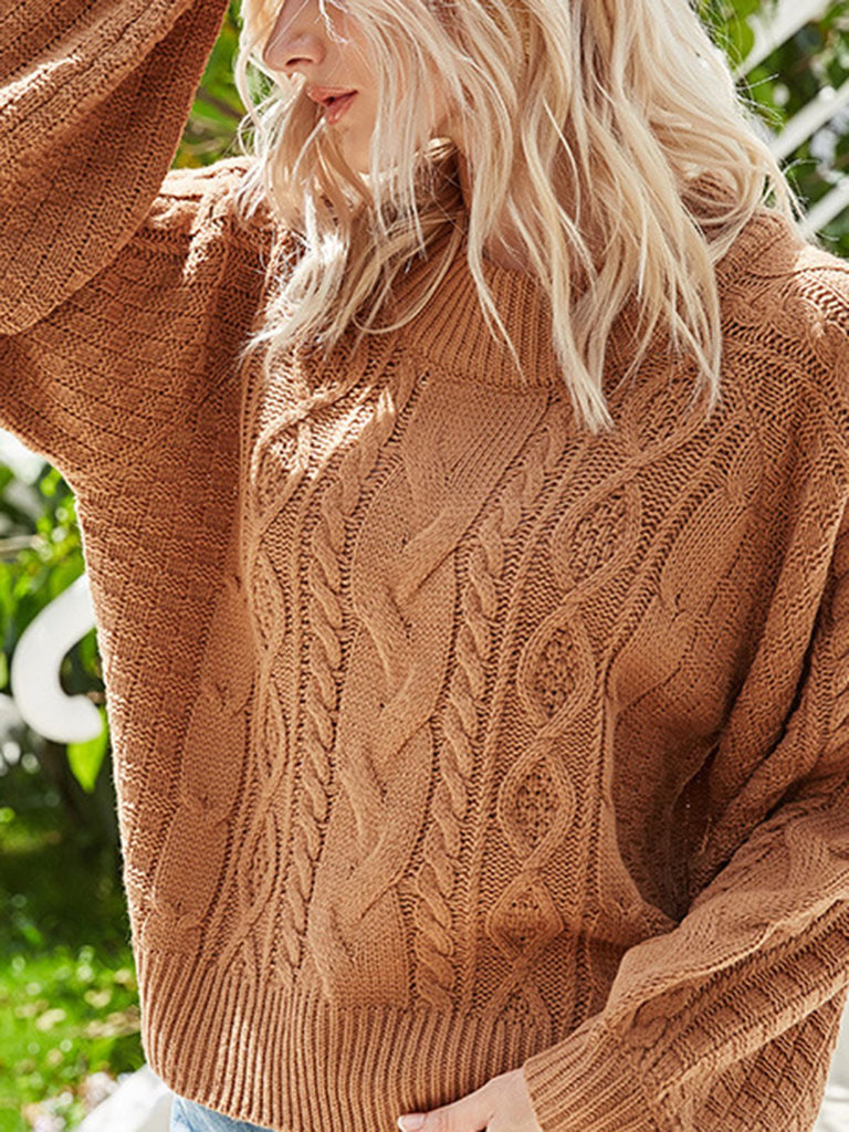 WEICHER STRICKPULLOVER MIT ZOPFMUSTER