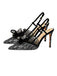 Grau SLINGBACK-SCHUHE MIT HOHEM ABSATZ UND BLUMENSTICKEREI