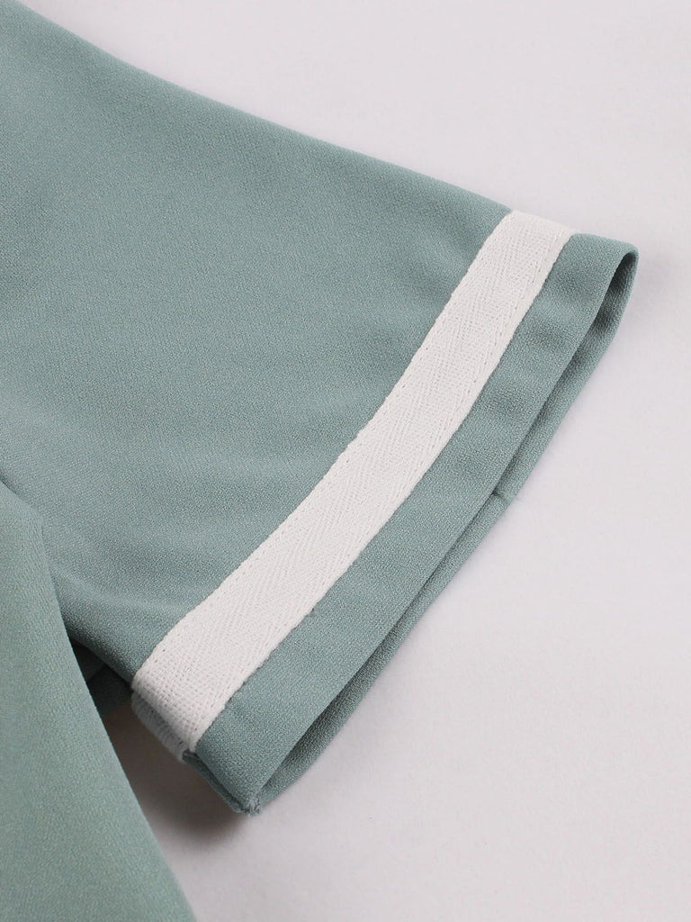 Blau 1950er Floral Patchwork Swing Kleid