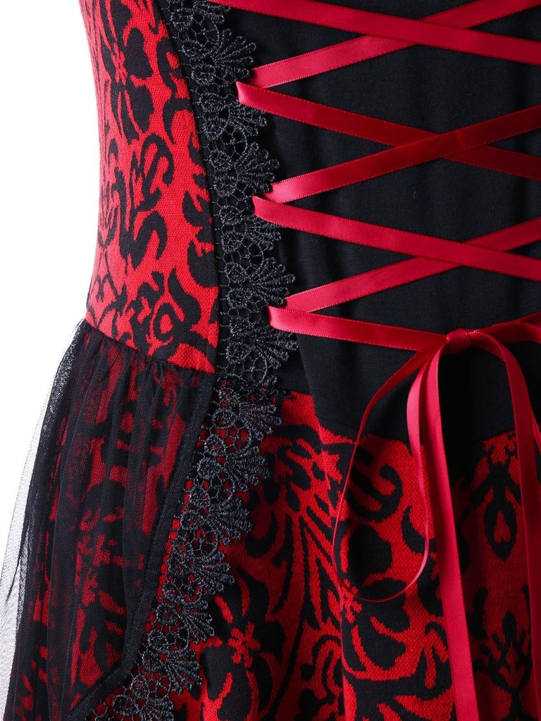 Gothic Steampunk Spitze Spaghetti Kleid