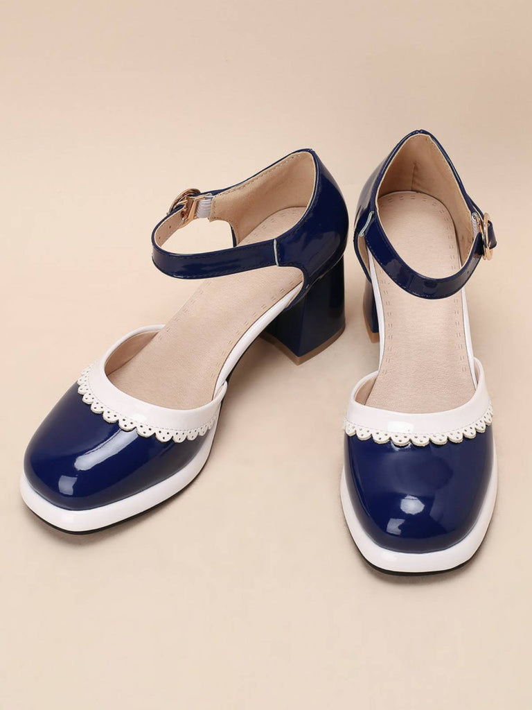 Schwarz RETRO KNÖCHELRIEMEN HIGH HEELS SCHUHE