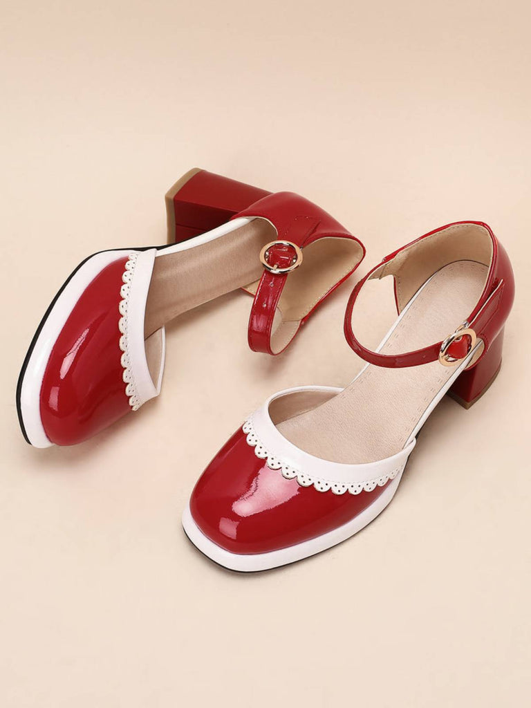 Rosa RETRO KNÖCHELRIEMEN HIGH HEELS SCHUHE