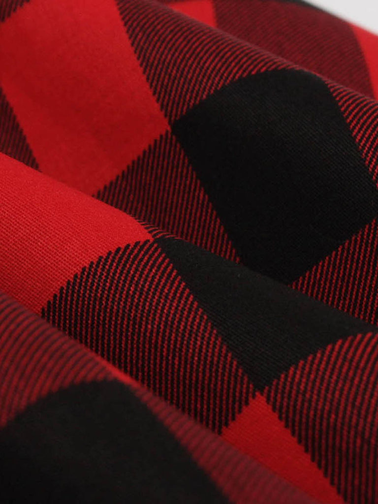 Rot 1950er Plaid Bogen Swing Kleid