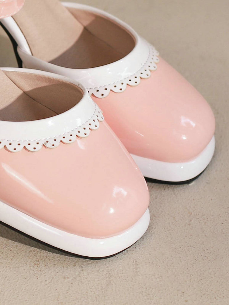 Rosa RETRO KNÖCHELRIEMEN HIGH HEELS SCHUHE