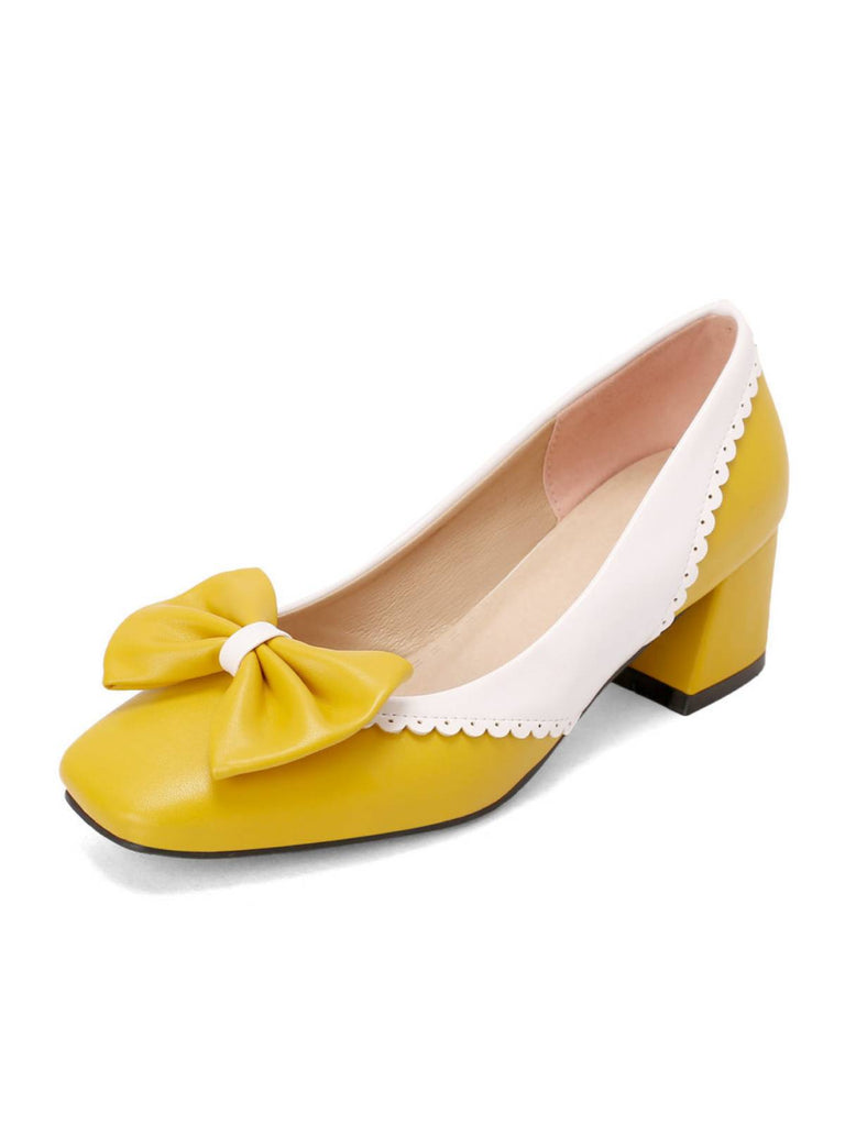 Gelb RETRO MARY JANE HIGH HEEL SCHUHE