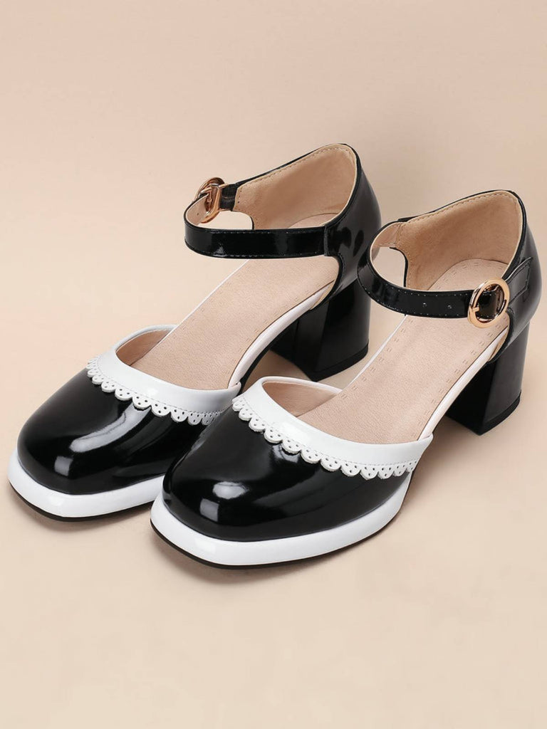 Marineblau RETRO KNÖCHELRIEMEN HIGH HEELS SCHUHE