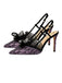 Grau SLINGBACK-SCHUHE MIT HOHEM ABSATZ UND BLUMENSTICKEREI