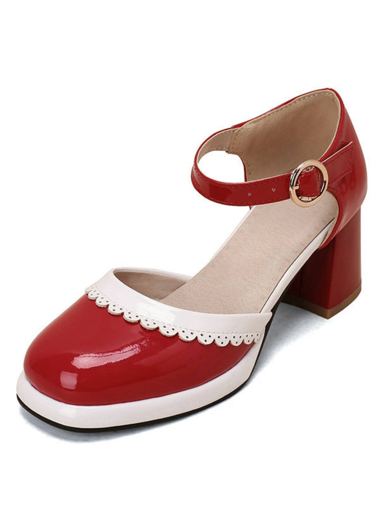 Rosa RETRO KNÖCHELRIEMEN HIGH HEELS SCHUHE