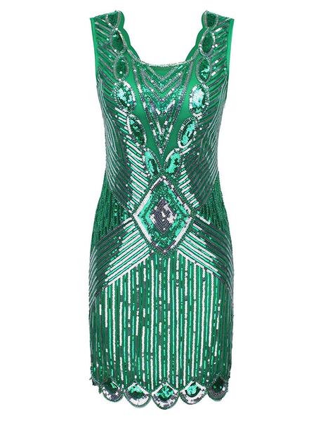 1920ER PAILLETTEN ÄRMELLOS HOCHZEIT ABENDKLEID