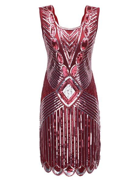 1920ER PAILLETTEN ÄRMELLOS HOCHZEIT ABENDKLEID