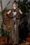 1920ER SCHWARZ PAILLETTEN MAXIKLEID