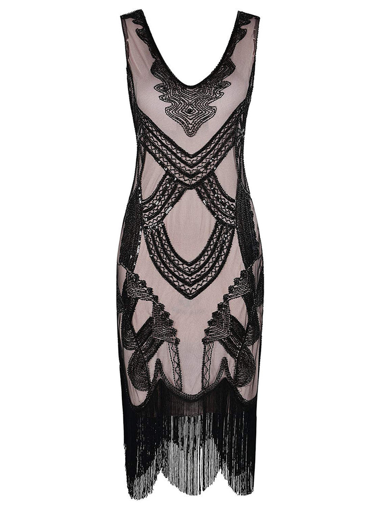 1920ER PAILLETTEN VERZIERT PERLEN FRINGE KLEID