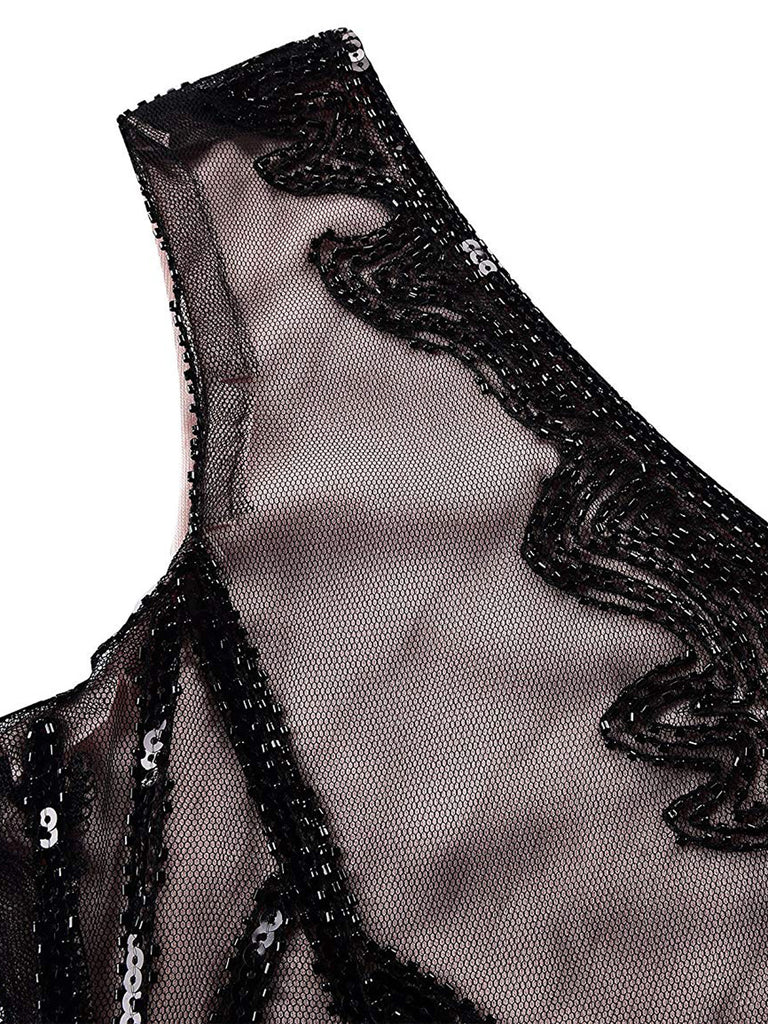 1920ER PAILLETTEN VERZIERT PERLEN FRINGE KLEID