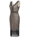 1920ER APRIKOSE PAILLETTEN FRINGE FLAPPER KLEID
