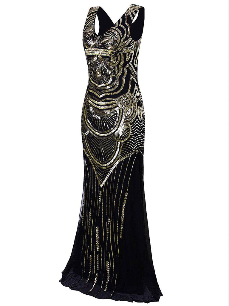 1920ER LANGE PAILLETTEN NIXE ABENDKLEID