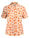 2PCS Orange 1960er Blumen Hemd & Rock