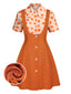 2PCS Orange 1960er Blumen Hemd & Rock