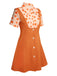 2PCS Orange 1960er Blumen Hemd & Rock