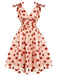 Rosa 1950er Erdbeer Netz Swing Kleid