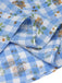 Blaues 1940er Rose Plaid Lace Up Kleid