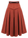 2PCS Orange Rot 1950er Gestreifte Bluse & Faltenrock