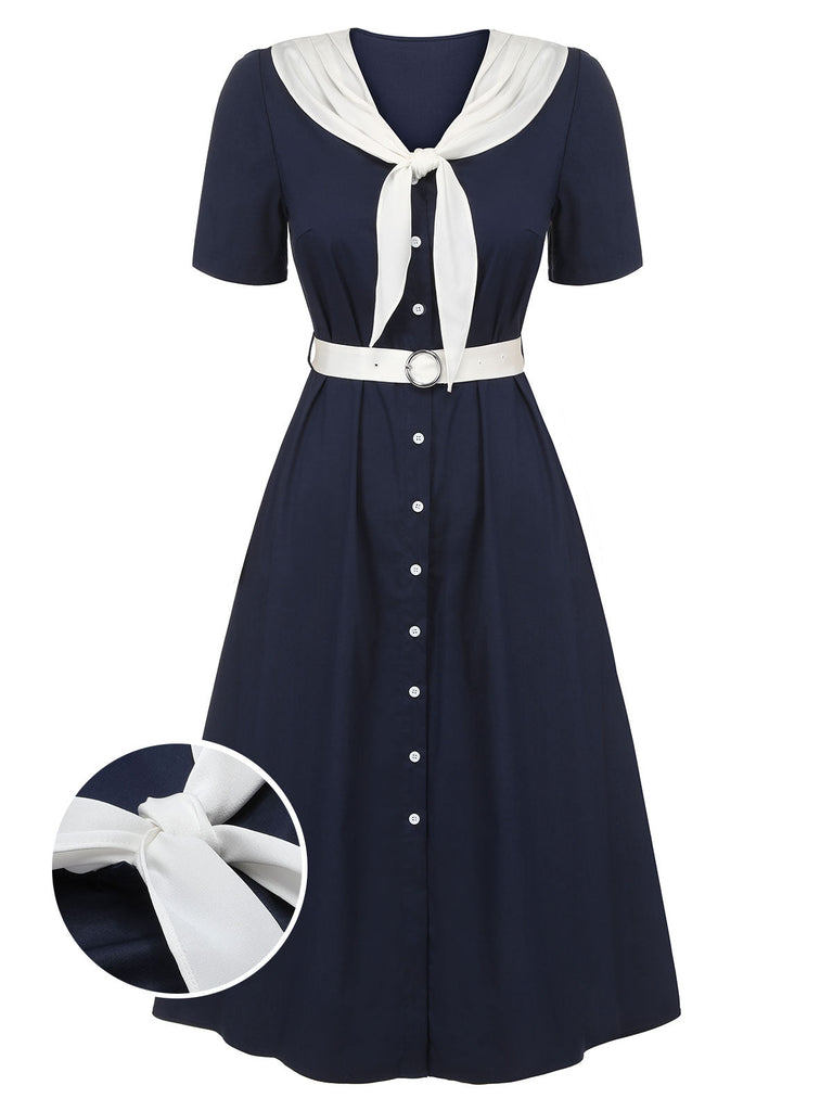 Dunkelblau & Weiß 1940er Matrosenkleid