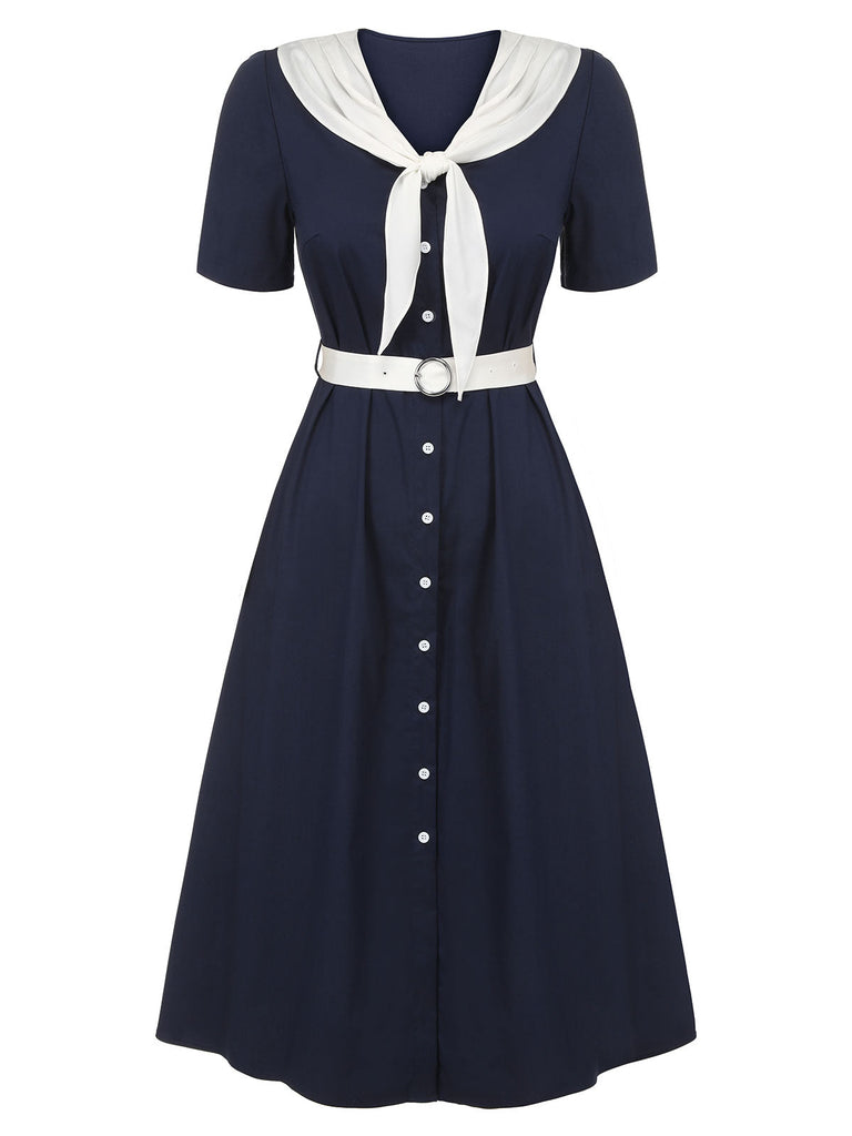 Dunkelblau & Weiß 1940er Matrosenkleid